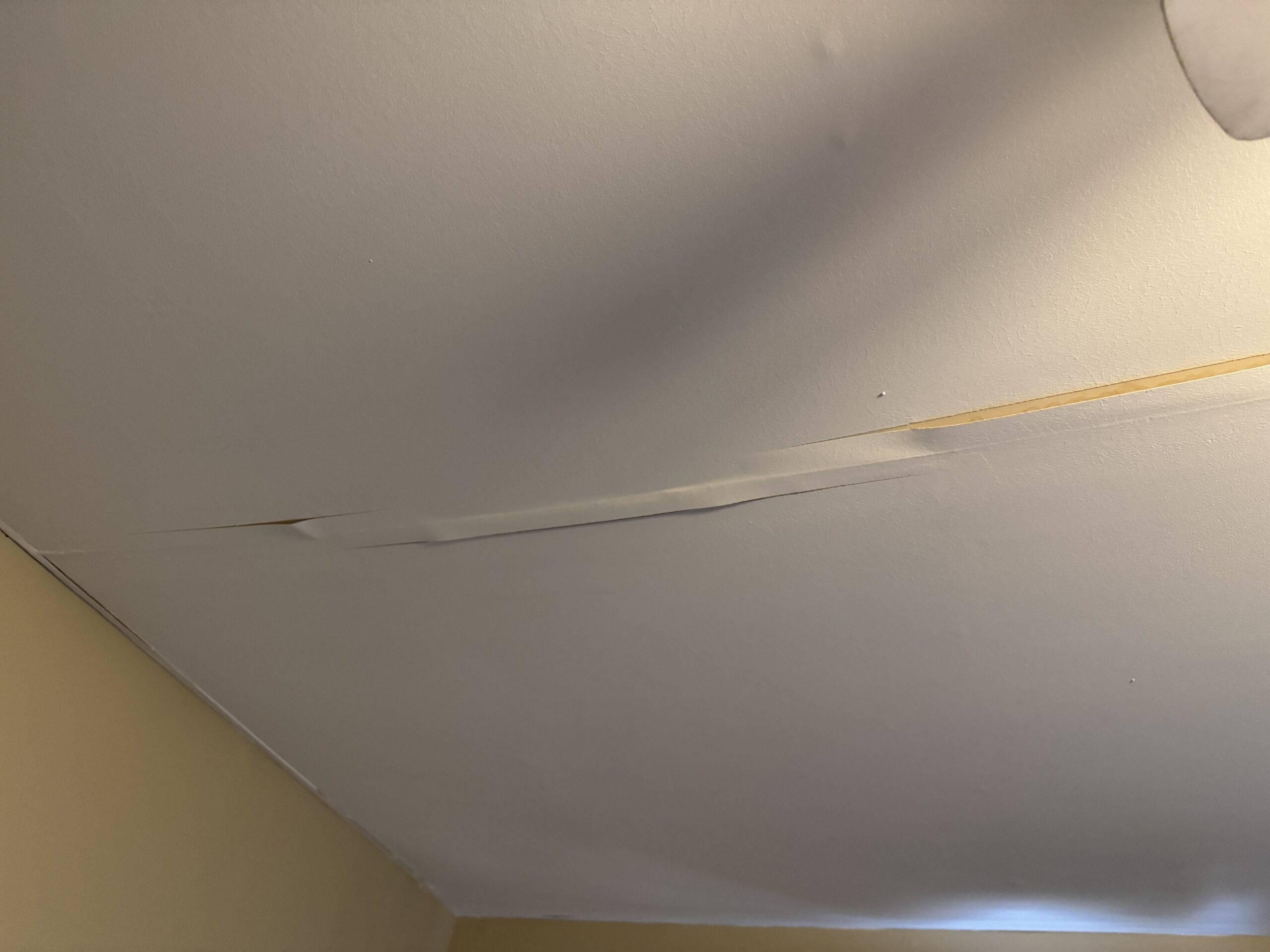 Ponte Vedra Ceiling Tape Repair — And the Sagging Drywall We Found Underneath 3 Peeling ceiling tape before a Ponte Vedra ceiling tape repair, view 2